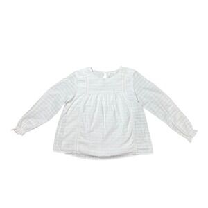 MNG Mango Kids Girls White Cotton Grid Lace Trim Blouse Top Size 11-12Y 152cm